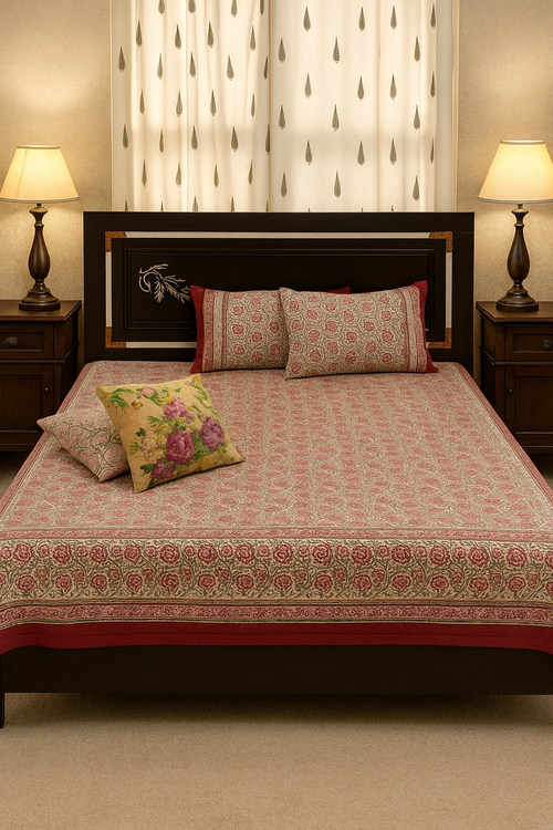 Rosewood Heritage Handblock Bedsheet